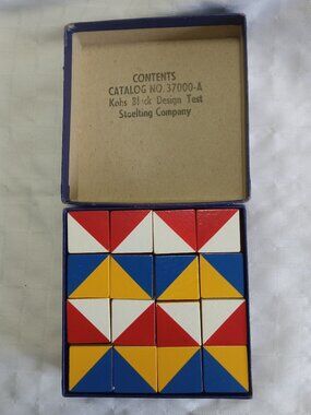 Vintage & original Kohs Block Design Test, a diagnostic tool